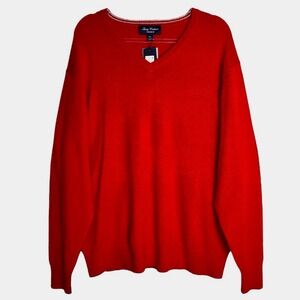 Daniel Cremieux Mens Large 100% Cashmere Red V-Neck Pullover‎ Sweater NWT